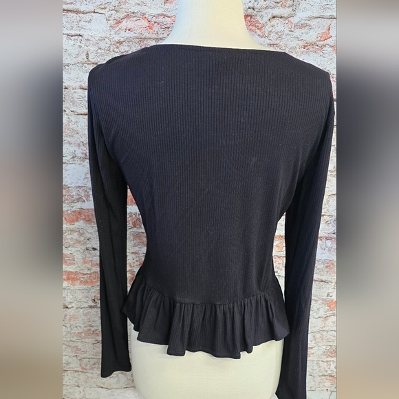 CANDIES Size L Ruffel Bottom Tie Front Cardigan-Sweater - Picture 4 of 6